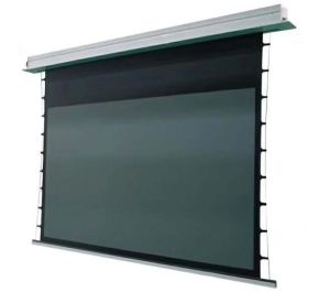 DMInteract 100inch 16:9 4K Electric Tensioned In-Ceiling Projector Screen For Long Throw Projectors - Black Crystal